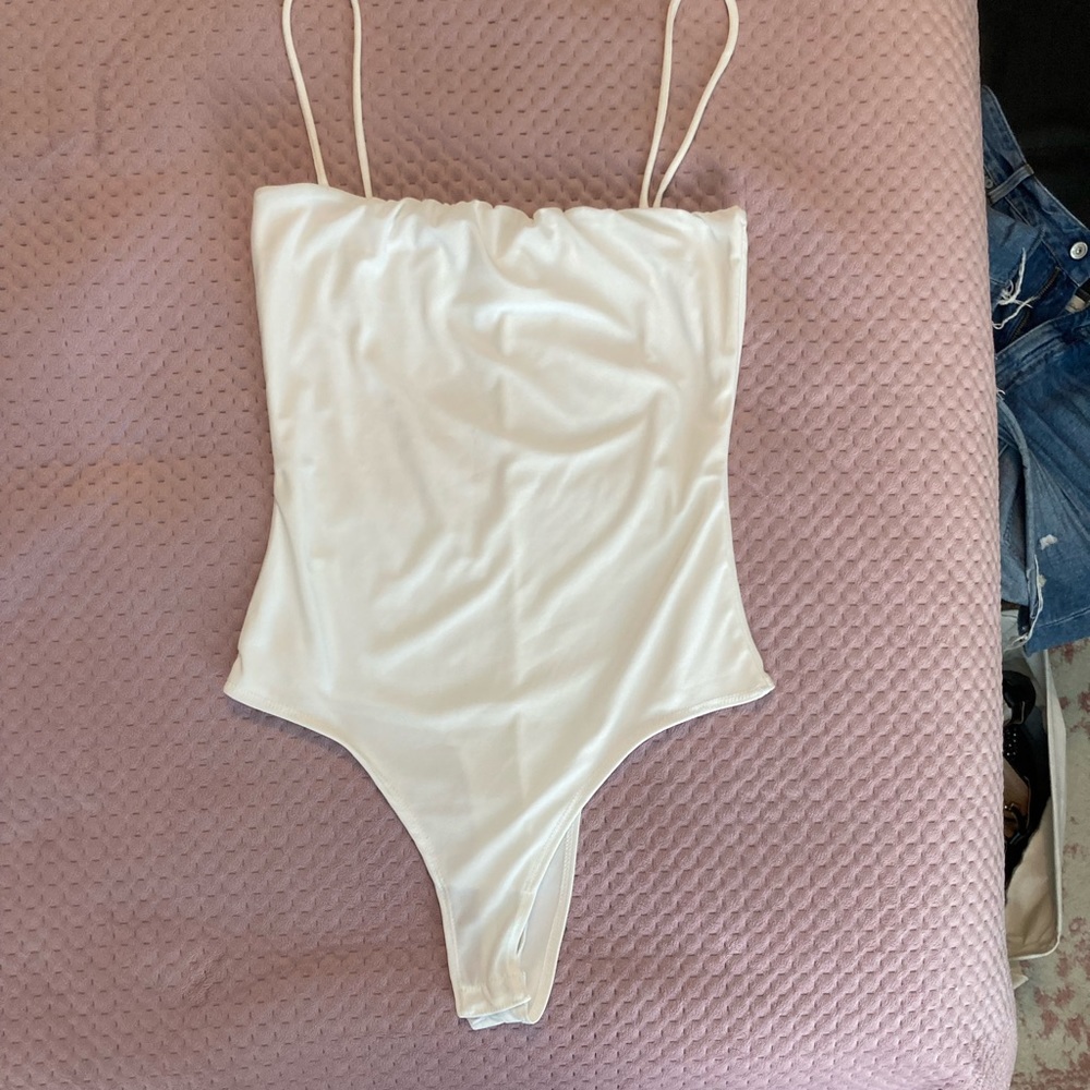 Fashion Nova white thong bodysuit - M